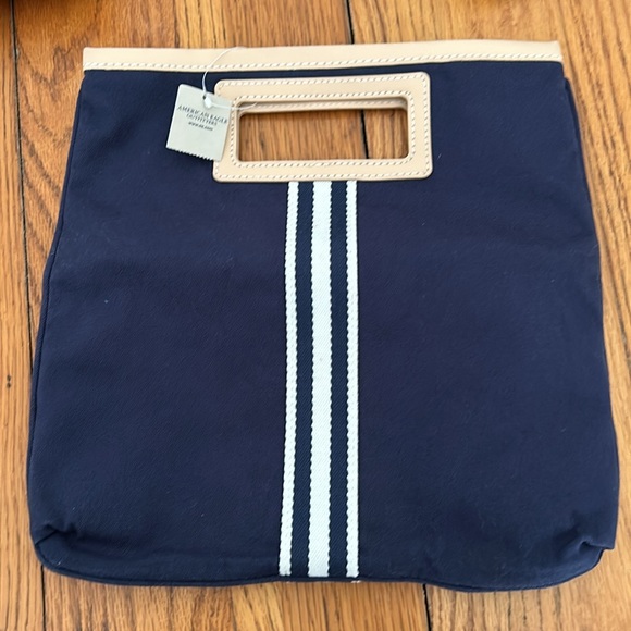 American Eagle outfitter handbag. New with tag. Blue with white stripes. - Picture 3 of 6